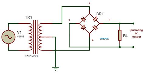 Diagrama de un puente rectificador de onda completa