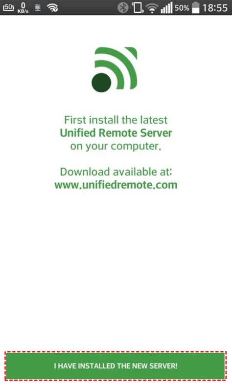 Interfaz de Unified Remote en un smartphone
