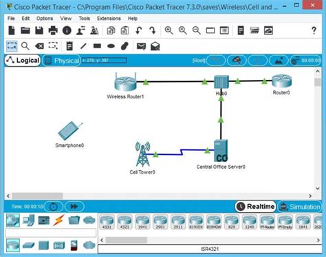 Interfaz de Cisco Packet Tracer con dispositivos seleccionables