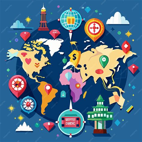 Mapa del mundo resaltando diferentes ubicaciones de servidores VPN