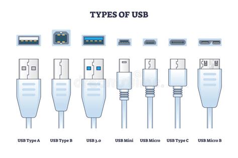 Ilustración comparativa de conectores USB Tipo A y Tipo B