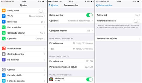 captura de pantalla de los ajustes de itinerancia de datos en un iPhone