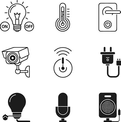 Iconos representando diferentes dispositivos de hogar inteligente