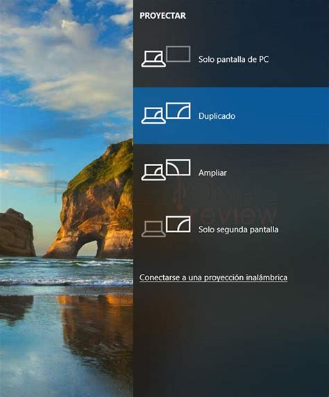 Captura de pantalla del menú