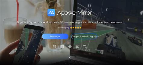 Interfaz de ApowerMirror mostrando conexión de móvil a PC
