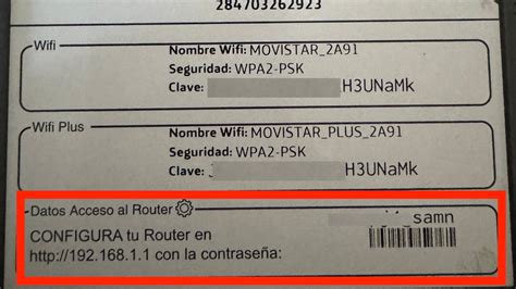 Pegatina con información del router