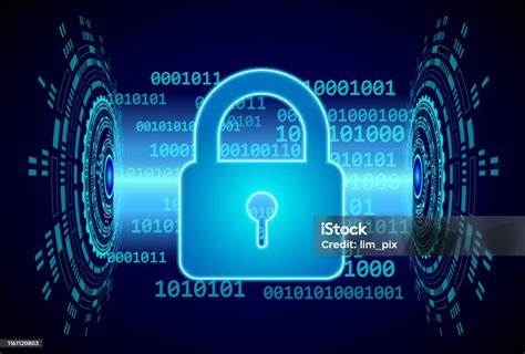 Ilustración de un candado cerrado sobre un fondo de código binario