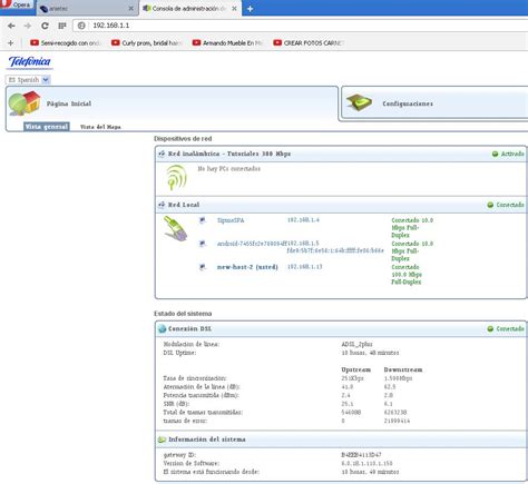Interfaz de acceso a router Movistar