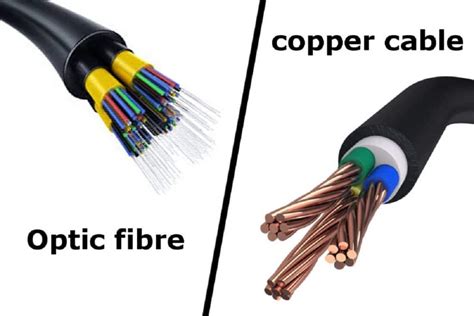 Comparativa visual de fibra óptica vs. cable de cobre