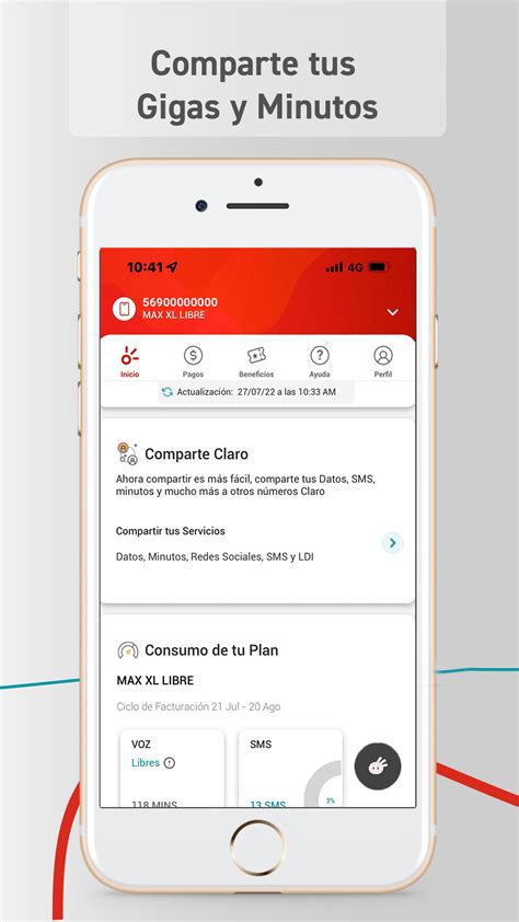 Interfaz de la aplicación Mi Claro mostrando la opción de recargas