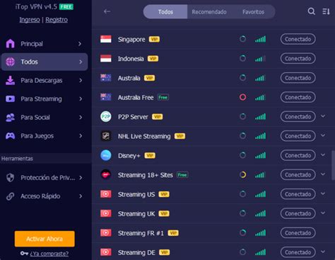 Mapa de servidores VPN globales de iTop VPN