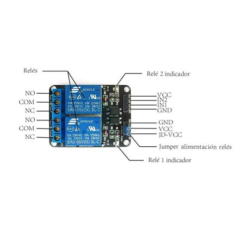 Módulo relé de 2 canales compatible con Arduino y ESP8266