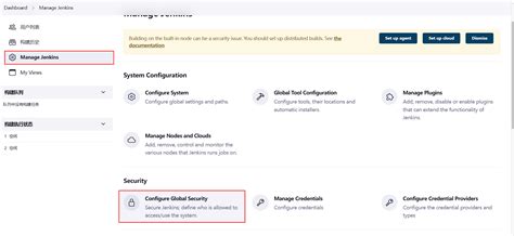 Interfaz de configuración de seguridad global de Jenkins