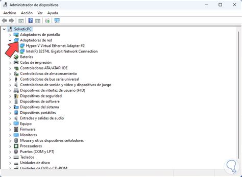 Administrador de dispositivos de Windows mostrando adaptadores de red