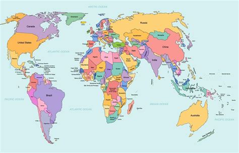 Mapa del mundo con países resaltados