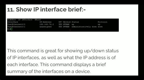 Salida del comando show ip interface brief