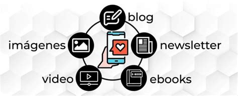 Iconos representando diferentes tipos de contenido online (video, música, texto)