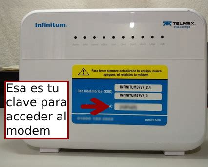 Etiqueta de router Telmex con información de acceso