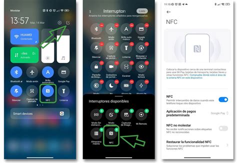 Captura de pantalla de los ajustes de NFC en un teléfono Android