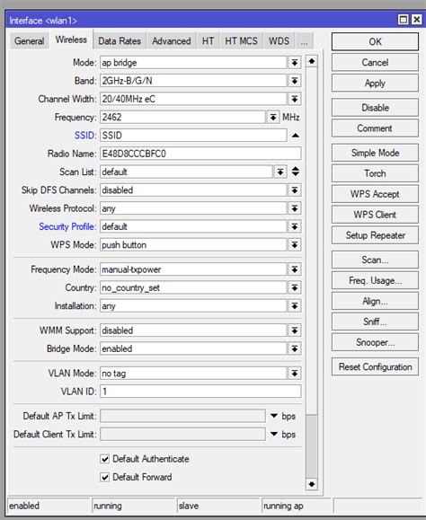 Configuración de la pestaña Wireless en airOS