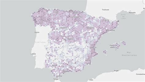 Mapa de cobertura de fibra óptica en una ciudad