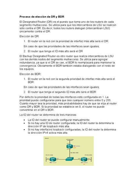 Diagrama mostrando los criterios de elección DR/BDR: prioridad y Router ID