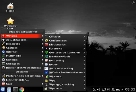 Interfaz de WiFislax en modo LiveUSB