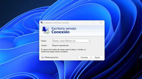 Interfaz de configuración de Escritorio Remoto en Windows