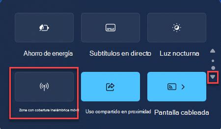 Captura de pantalla de la configuración de Zona con Cobertura Inalámbrica Móvil en Windows