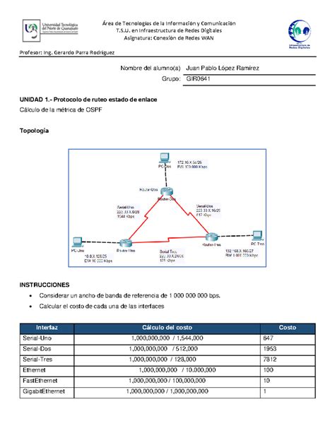 Diagrama de cálculo de métrica OSPF