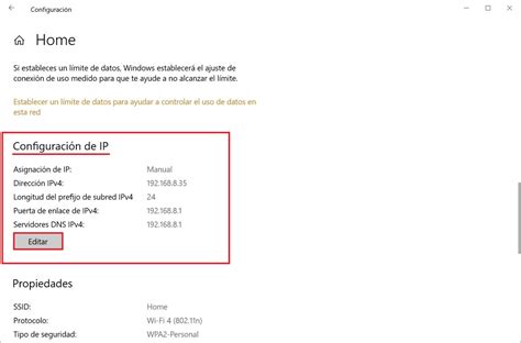 Configuración IP de PC0