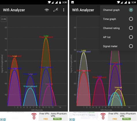 Captura de pantalla de la aplicación WiFi Analyzer