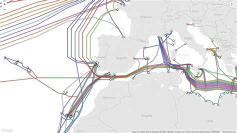 Mapa de cables submarinos del Reino Unido