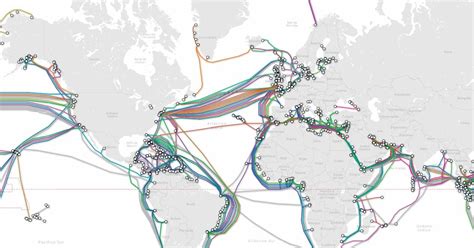 Mapa de cables submarinos en el mundo