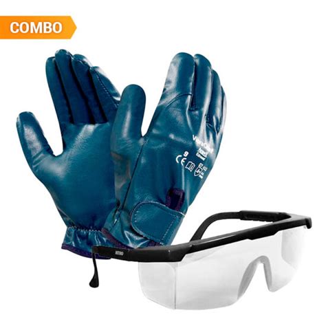 Gafas de seguridad y guantes para trabajar con fibra óptica