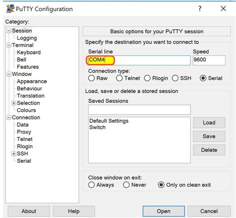 Consola de PuTTY mostrando el prompt de un router Cisco después de presionar Enter