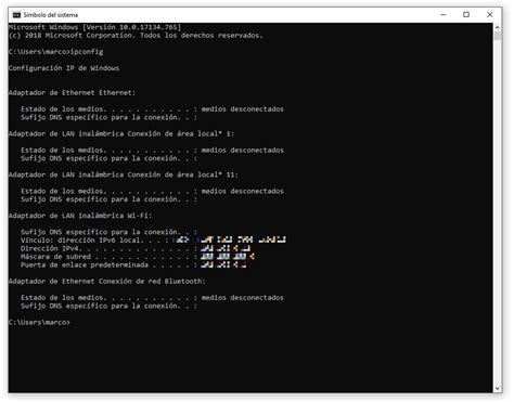 Captura de pantalla del Símbolo del Sistema mostrando el resultado de 
