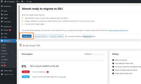 Captura de pantalla del plugin Really Simple SSL