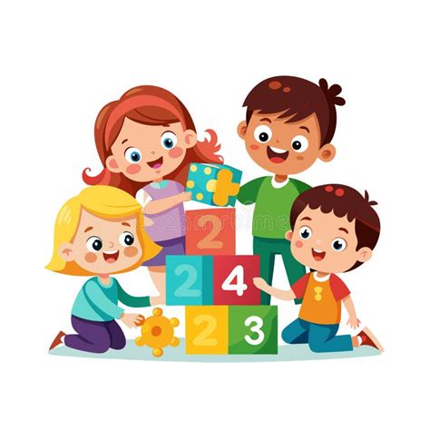 Niños jugando con bloques numéricos