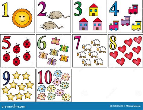 Ejemplos de dibujos infantiles representando cantidades