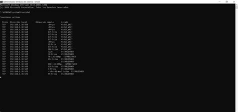 Captura de pantalla de un terminal mostrando el resultado del comando netstat o ss para el puerto 23
