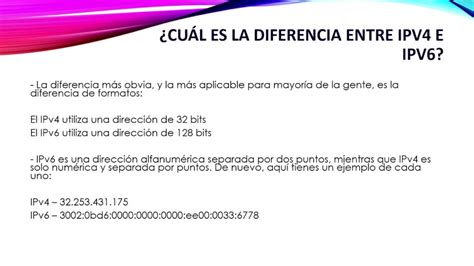 Ilustración de la diferencia entre direcciones IPv4 e IPv6