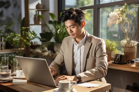 Persona usando un portátil con conexión Wi-Fi en un café