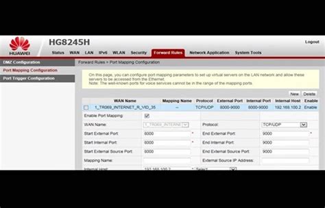Ventana emergente de configuración de reenvío de puertos
