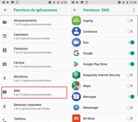 Captura de pantalla de configuración de roaming en Android