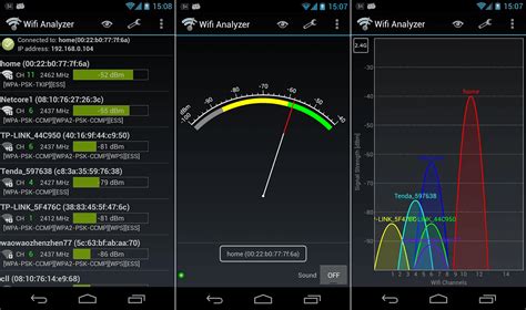 Captura de pantalla de la aplicación WiFi Analyzer mostrando la puntuación de canales