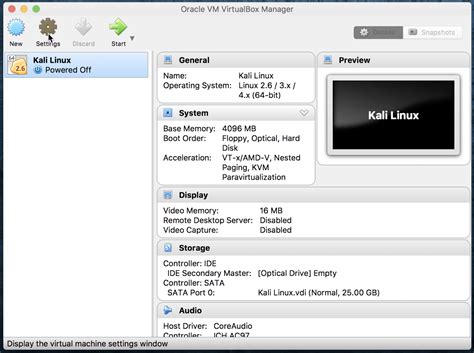 VirtualBox con Kali Linux
