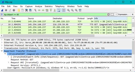Tráfico HTTP desencriptado en Wireshark