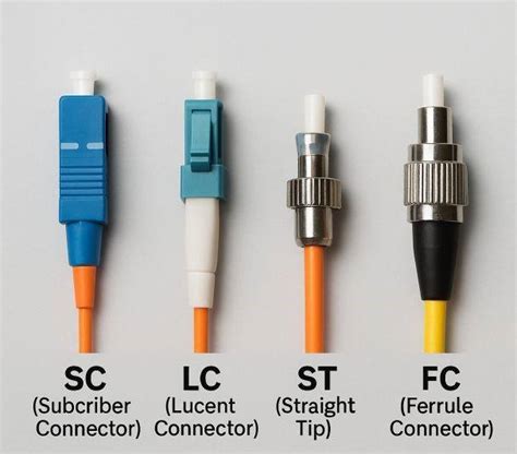 Comparativa visual de los conectores SC, LC, ST y FC