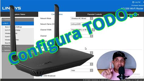 Captura de pantalla de interfaz de router Linksys con opción de actualización de firmware